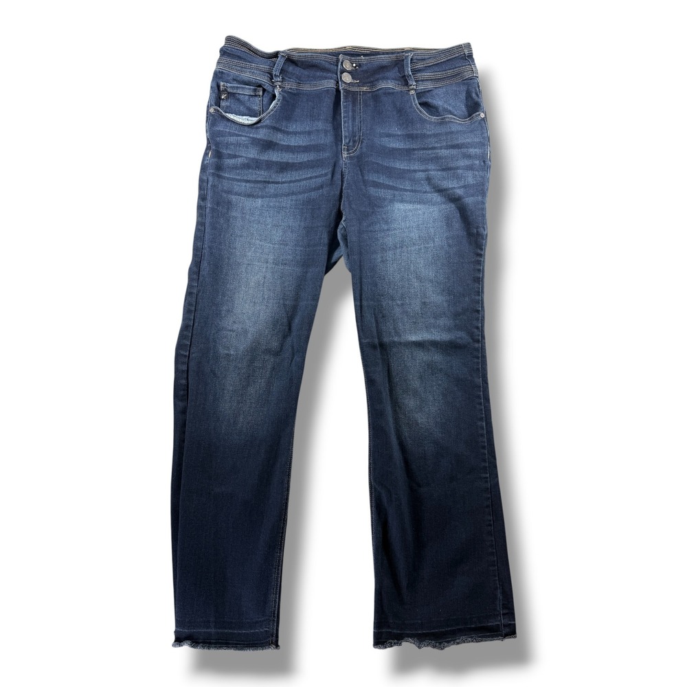KanCan Maurices Womens Dark Wash Raw Hem Bootcut Jeans Size 16 Style 212681